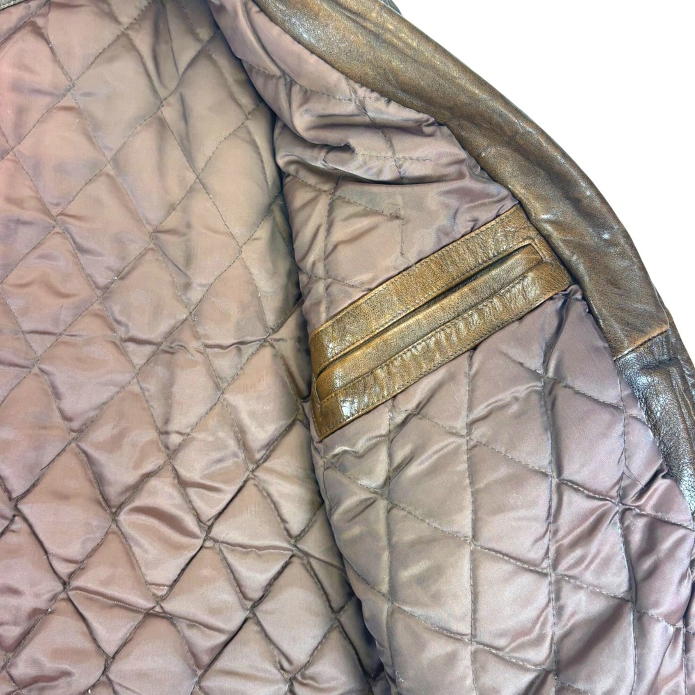 Vintage Leather Bomber Jacket Brown Distressed Aviator Flight 80s Adam Spencer M - Picture 7 of 16